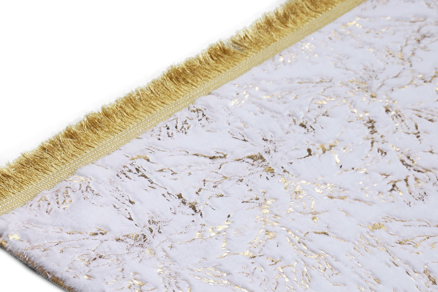 White Plush Carpet with Gold Foil Bird Feet Model