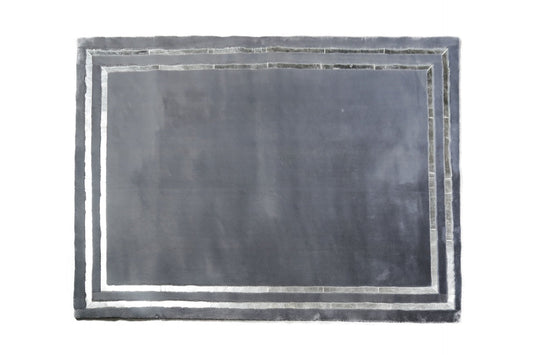 Gray Plush Rug with Silver Foil