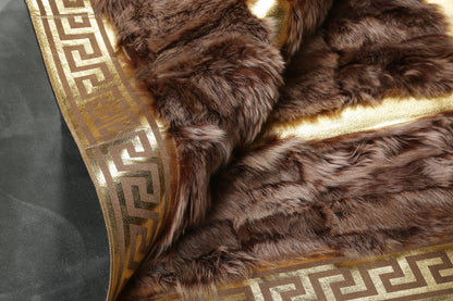 Brown Tuscan Carpet with Gold Foil