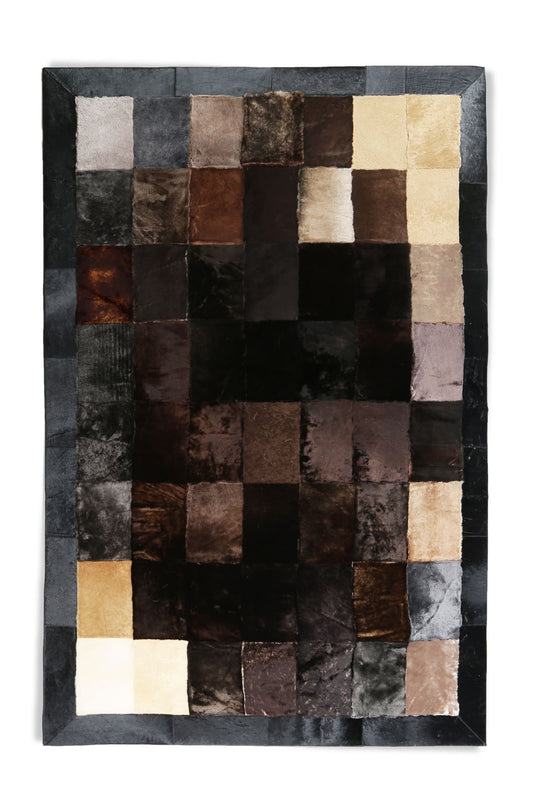 Natural Lamb Fur Patchwork Rug in Dark Color