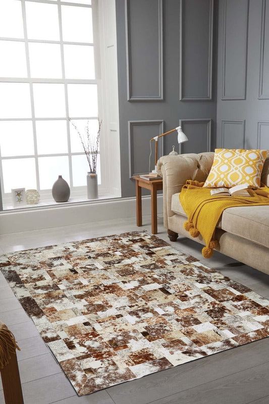 Patchwork Natural Calfskin Rug