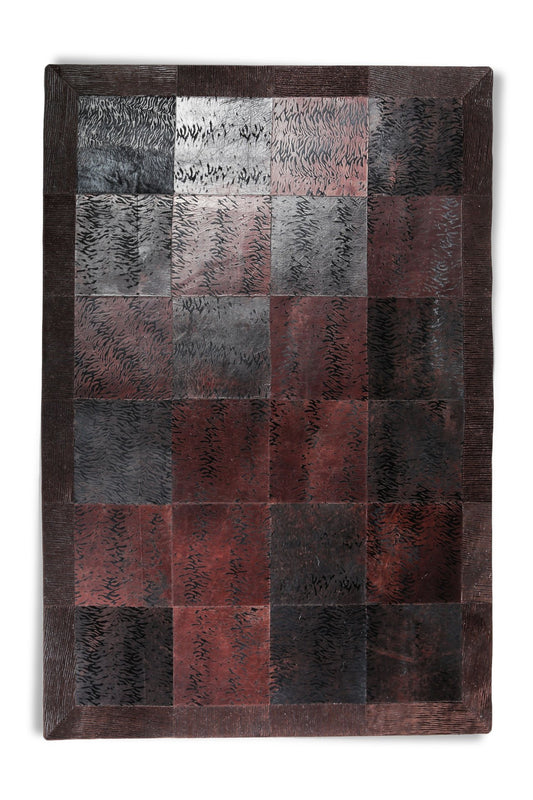 Burgundy Color Patchwork Natural Calfskin